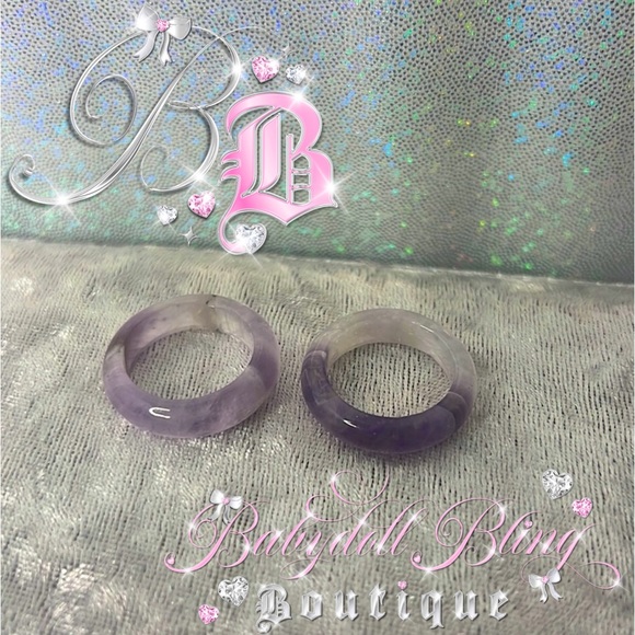 babydollblingboutique Jewelry - Amethyst rings crystal healing purple geodes natural rocks ring bands 💍